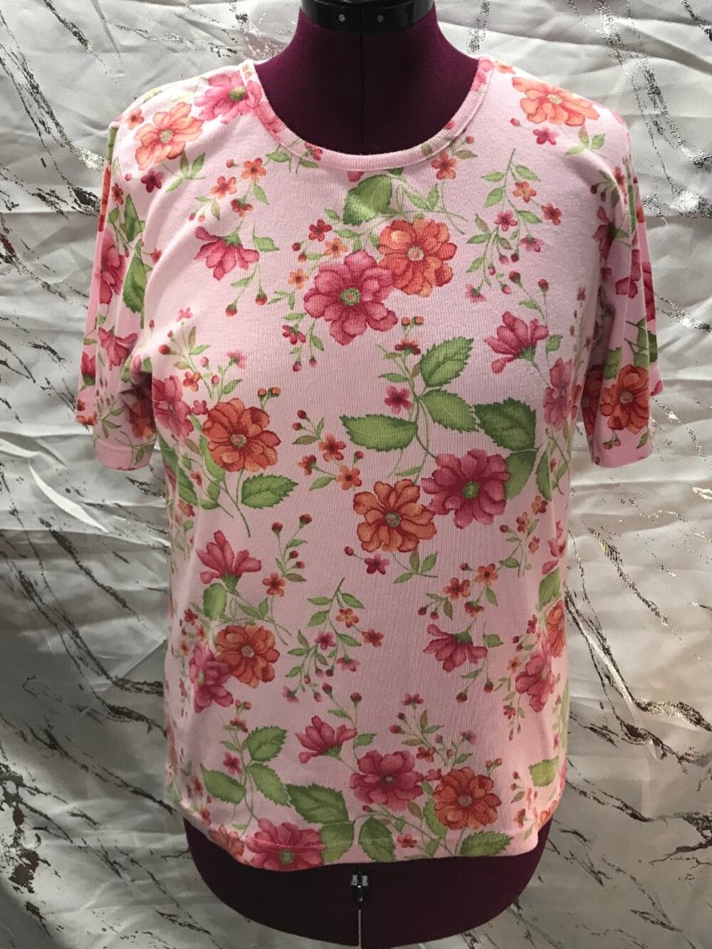 White Stag Women's Floral Print Short Sleeve Blouse